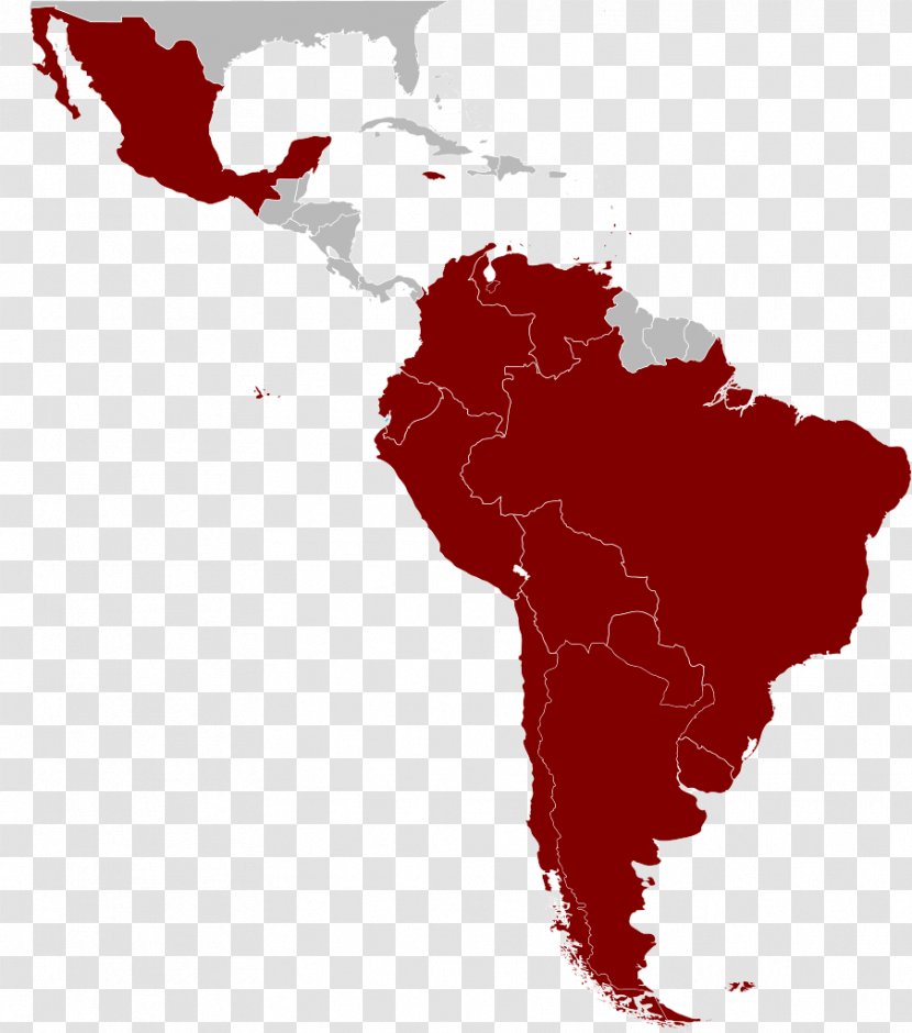 Latin America South Map Language Region - Red Transparent PNG