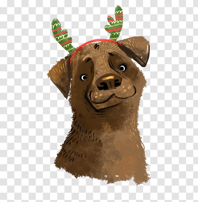 Dog Chien Pourri Drawing Christmas Illustration - Hand-painted Antlers Puppy Transparent PNG