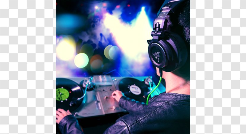Disc Jockey Razer Adaro DJ Headphones Controller Audio - Watercolor Transparent PNG