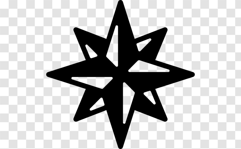 Compass Rose Icon Design Symbol Clip Art - Black And White Transparent PNG