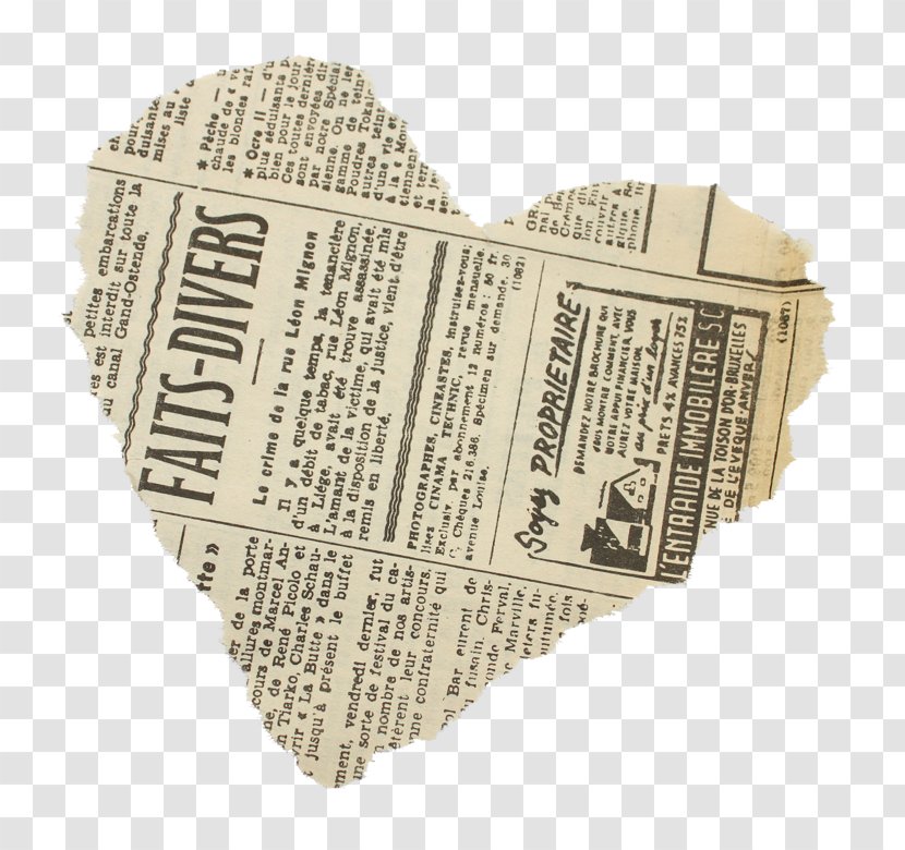 Mood Board Image Clip Art Sticker - Heart - Newspaper Drawing