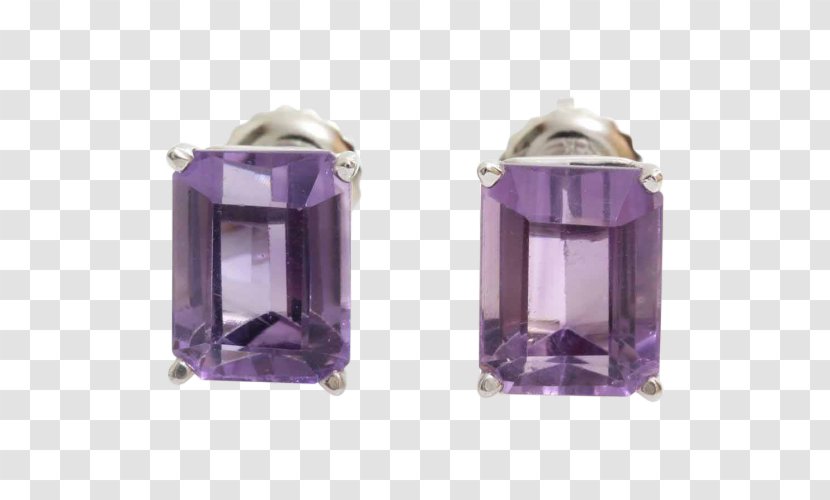 Amethyst Stud Earrings Jewellery Purple - Rectangle Transparent PNG