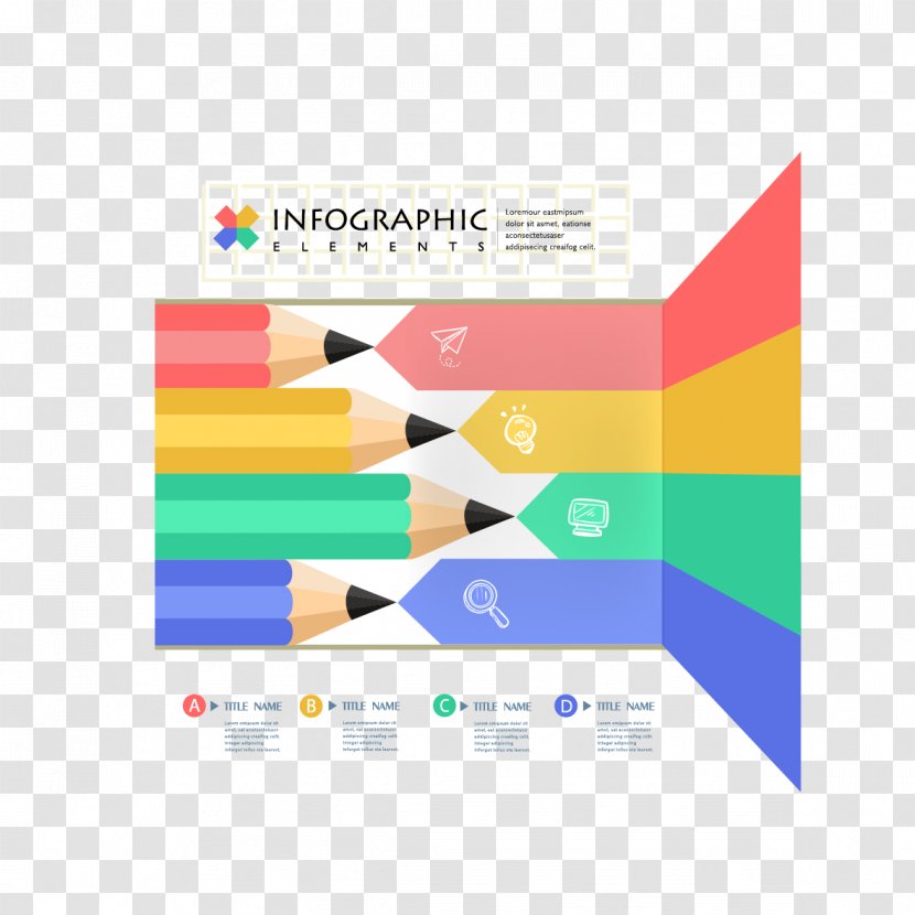 Infographic Pencil Icon - Text - And Vector Color Transparent PNG