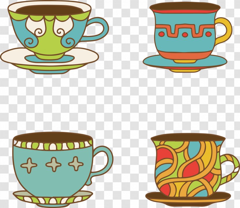 Teacup Coffee Cup Clip Art - Tableware - Vector Transparent PNG
