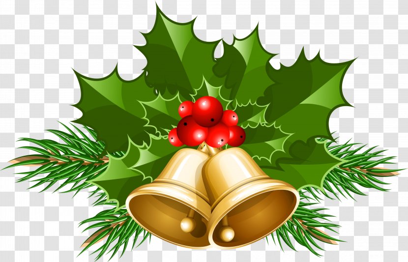 Christmas Jingle Bells Clip Art - Aquifoliaceae - HOLLY Transparent PNG