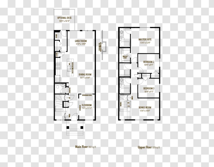 Floor Plan House - Bonus Room Transparent PNG