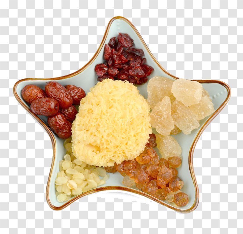 Congee Breakfast Vegetarian Cuisine Tremella Fuciformis Jujube - Plate Of White Fungus Ingredients Transparent PNG
