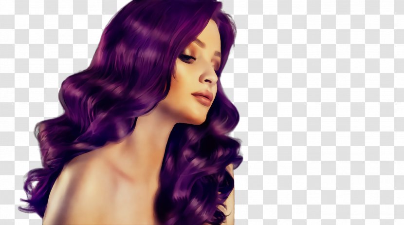 Hair Purple Hairstyle Wig Violet - Chin Black Transparent PNG