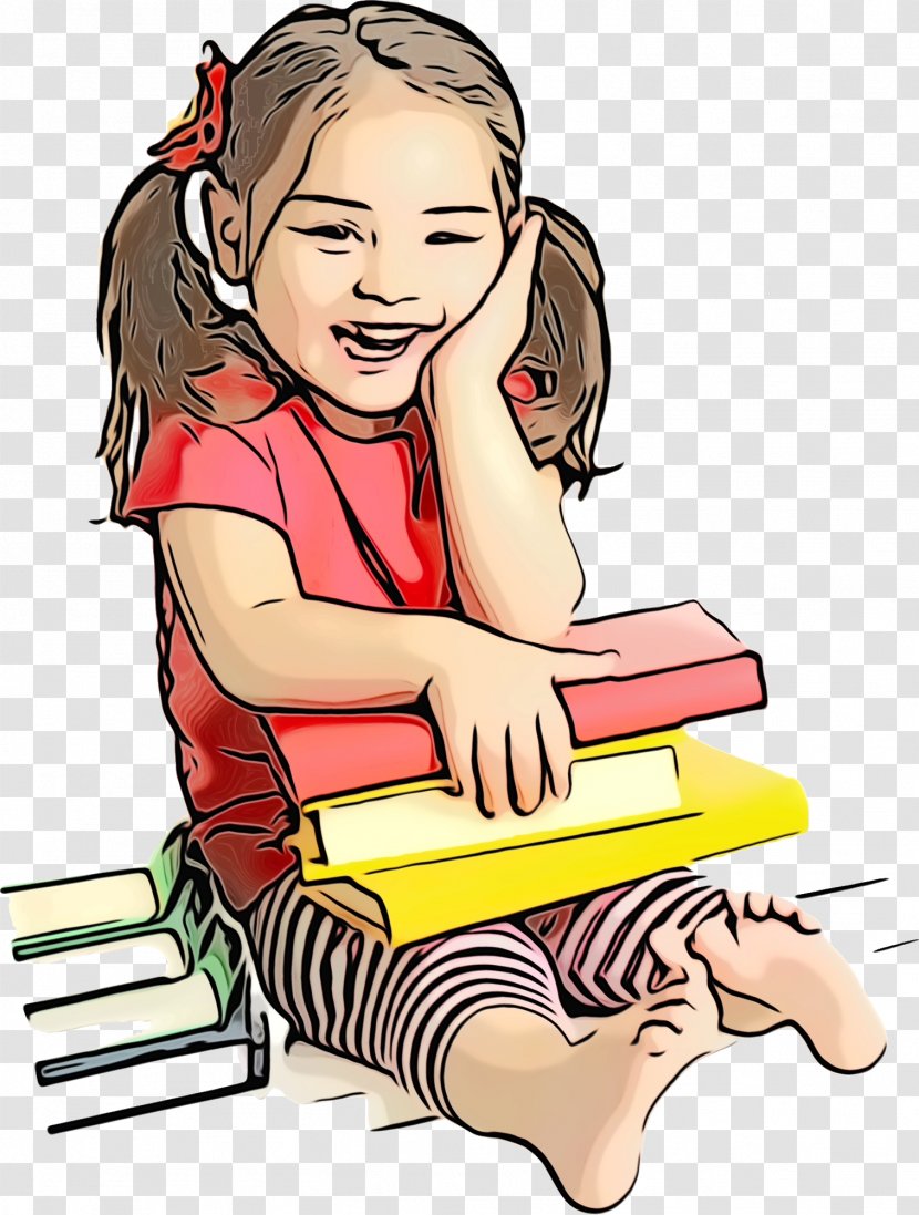 Cartoon Reading Clip Art Sitting Child - Finger Play Transparent PNG