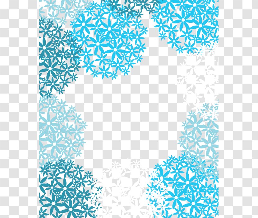 French Hydrangea Illustration - Art - Cool Blue Border Vector Image Transparent PNG