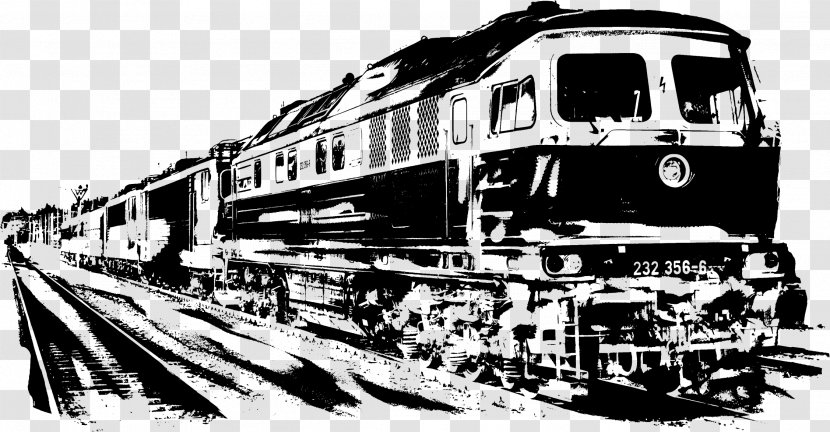 Train Rail Transport Locomotive Track Passenger Car - Mode Of - Monochrome Transparent PNG