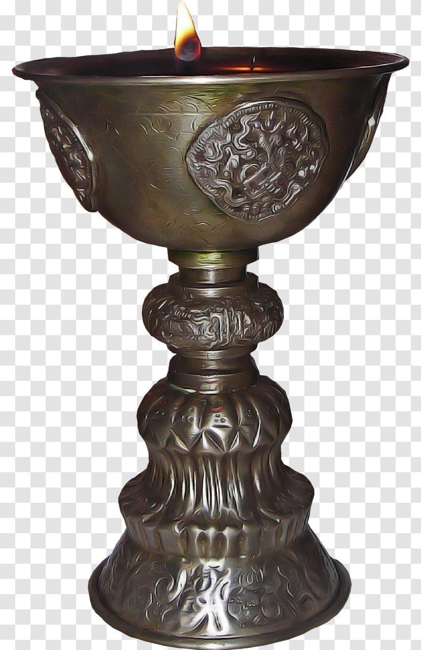 Antique Bronze Metal Candle Holder Chalice Transparent PNG