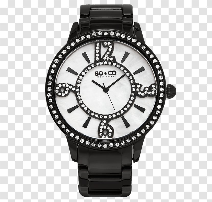 Analog Watch Quartz Clock Bracelet - Black Lacquer Arabic Numerals Free Download Transparent PNG