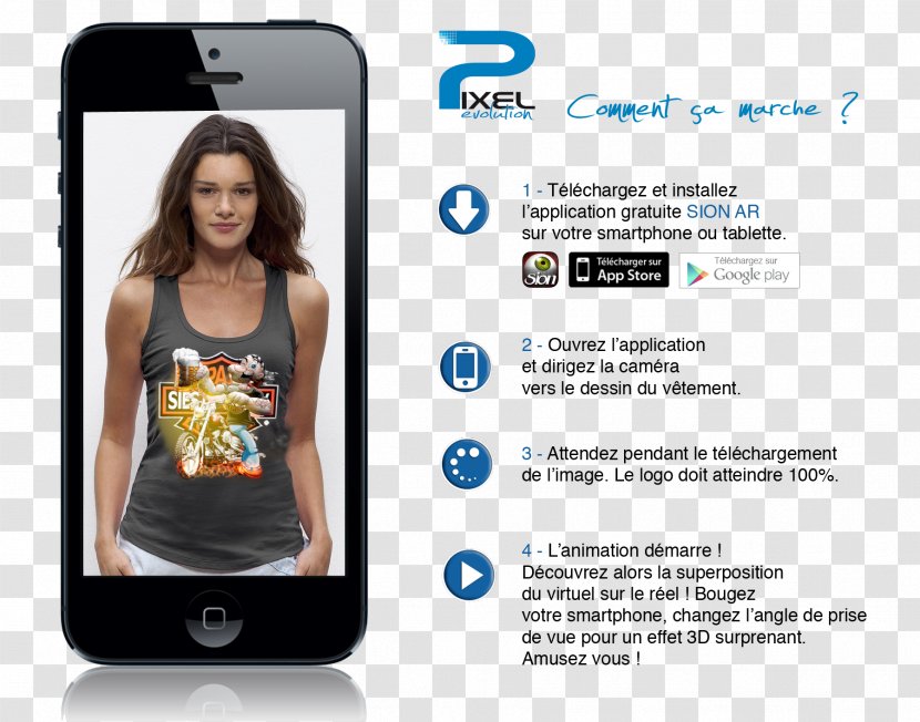 T-shirt 3D Bird Pixel Evolution Smartphone Augmented Reality - Augment Transparent PNG