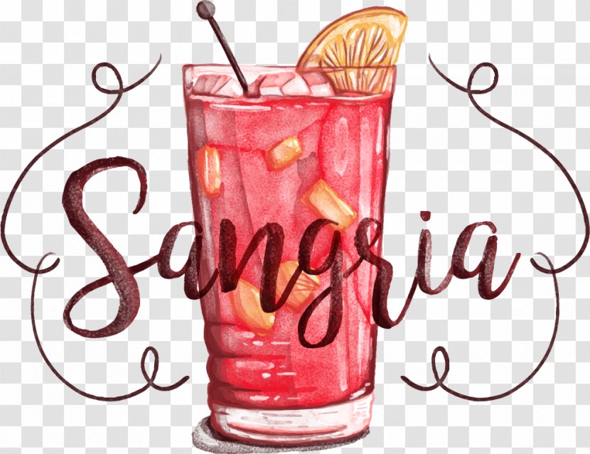 Sangria Cocktail Juice Woo Sea Breeze - Punch - Vector Lemon Transparent PNG