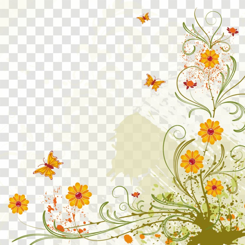 Butterfly Flower - Picture Frame - Flowers Borders Material Transparent PNG