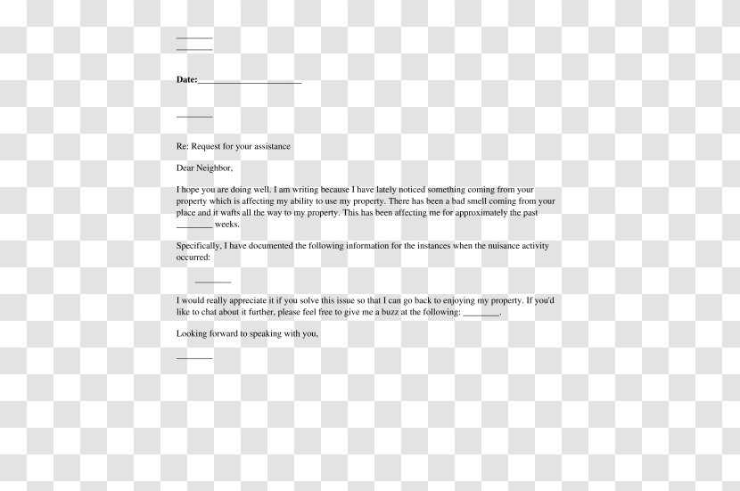Document Nuisance Complaint Law Letter - Rectangle Transparent PNG