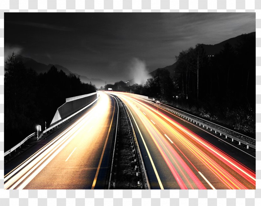 Long-exposure Photography Light Road Controlled-access Highway - Vehicle Transparent PNG