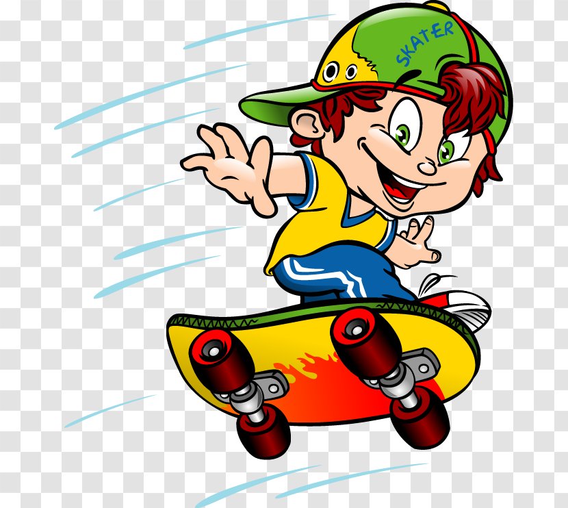 Cartoon Skateboarding Illustration - Royaltyfree - Hand-drawn Boy Pattern Transparent PNG