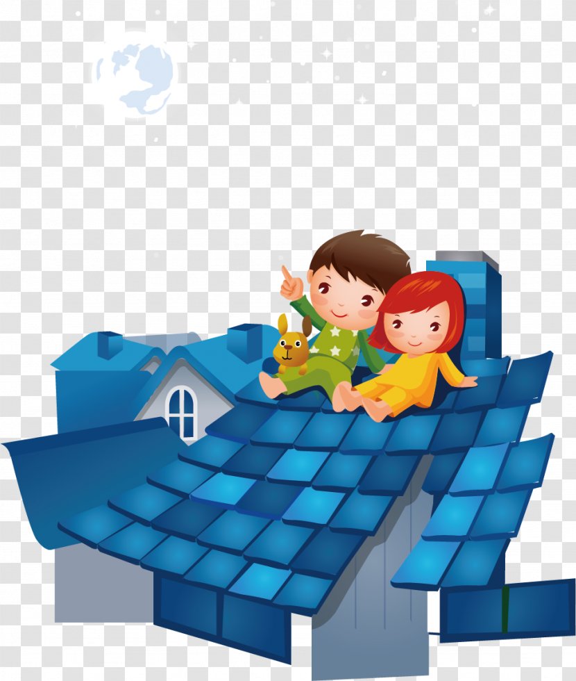 Child Cartoon Illustration - Fictional Character - Moon Roof Watching The Children Transparent PNG