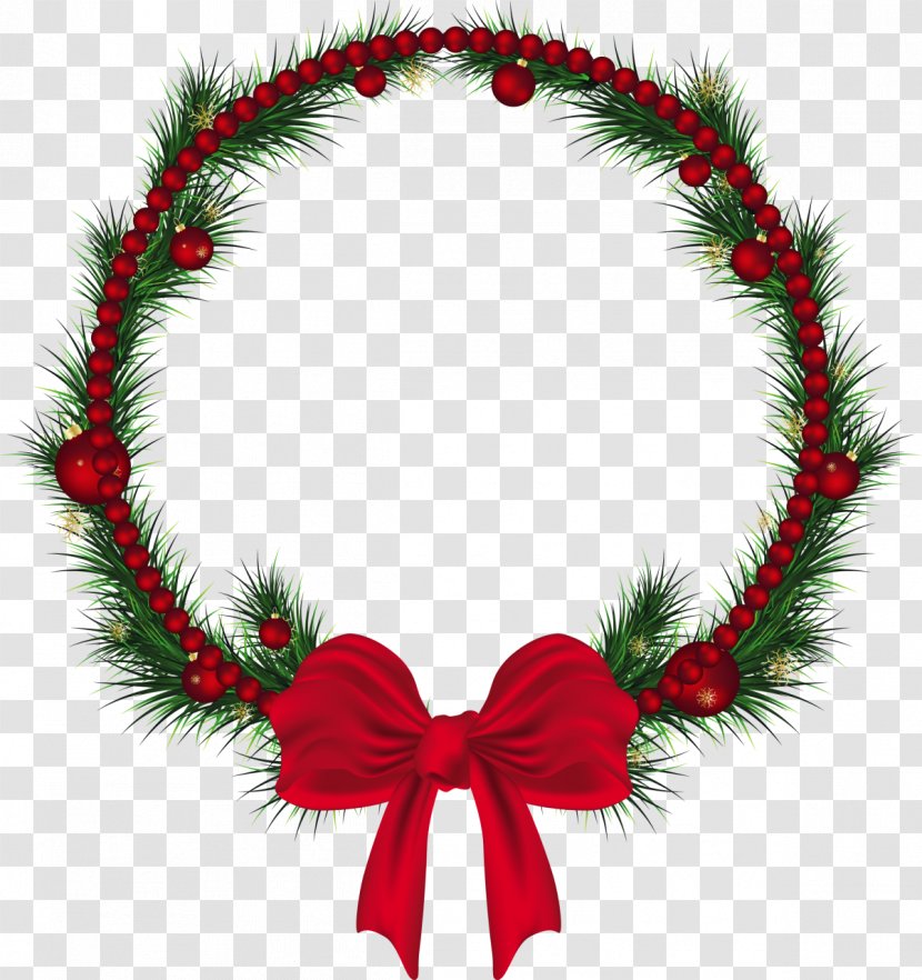 Santa Claus Christmas Card Decoration - Pine Family - Wreath Transparent PNG