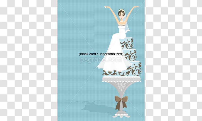 Wedding Invitation Bridal Shower Bride Dress Cake - Honeymoon - Teal Pattern Transparent PNG