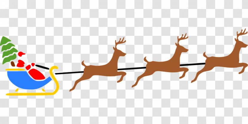 Reindeer Santa Claus Christmas Clip Art - Animal Figure - Flying Transparent PNG