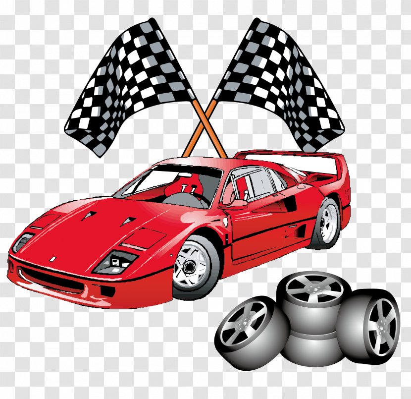 Sports Car Auto Racing Flags - Vector Red Flag Transparent PNG