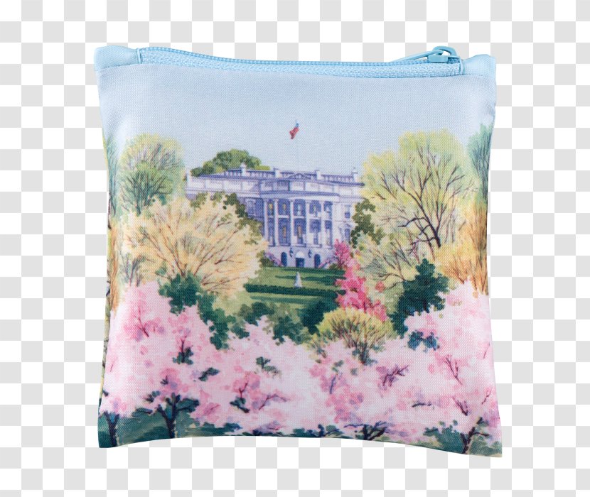White House Tidal Basin Cherry Blossom - Throw Pillow - Watercolor Transparent PNG