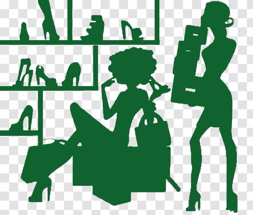 Silhouette Clip Art - Brand - Green Of A Woman Shopping Transparent PNG
