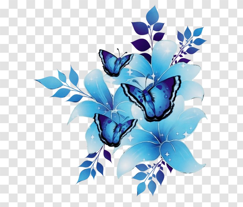 Blue Flower Borders And Frames - Paint - Butterfly Gentian Family Transparent PNG