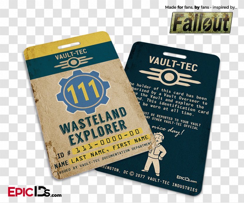 Fallout Shelter Wasteland The Vault Video Game - Epic Ids - Badge Mockup Transparent PNG