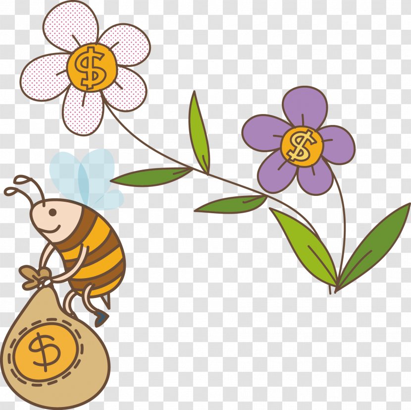 Honey Bee Apidae Clip Art - Plant - Vector Transparent PNG