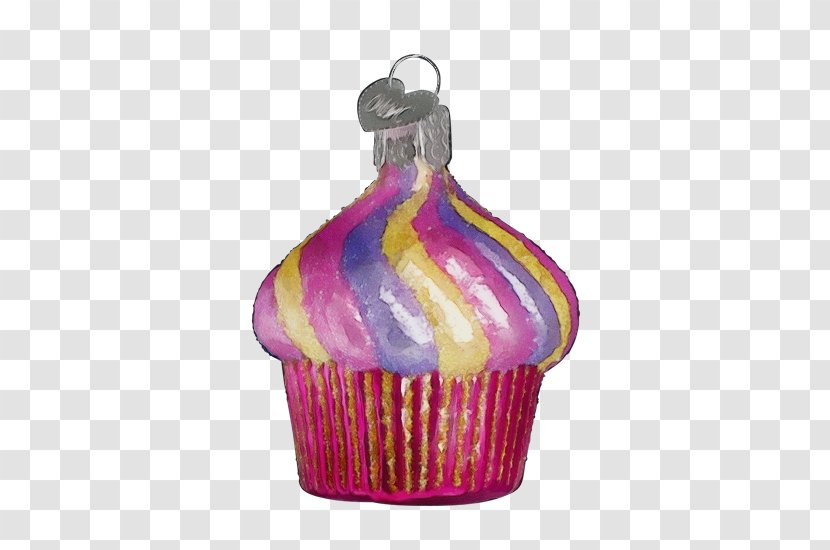 Pink Violet Purple Magenta Cupcake - Wet Ink - Icing Party Supply Transparent PNG
