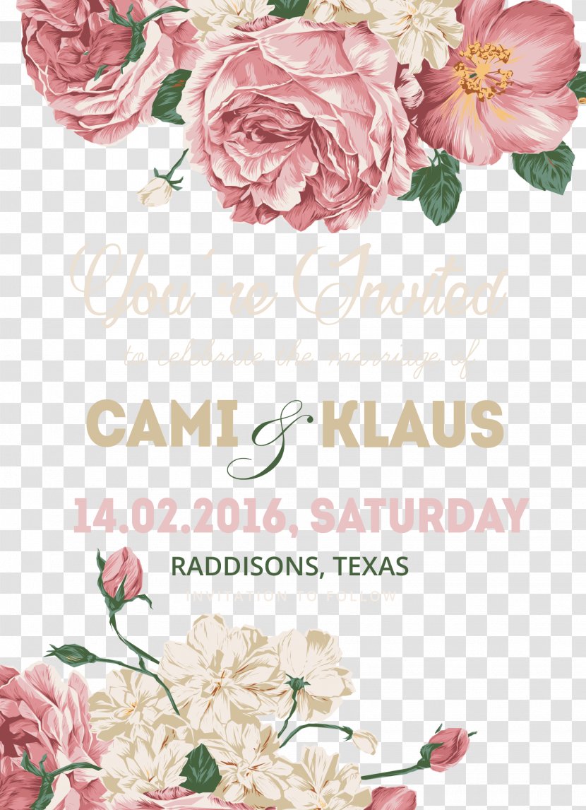 Wedding Invitation Flower - Peach - Invitations Template Material Transparent PNG