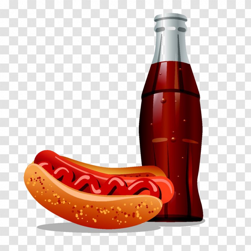 Hot Dog Cola Fast Food Illustration - Sauce - Coke And Transparent PNG