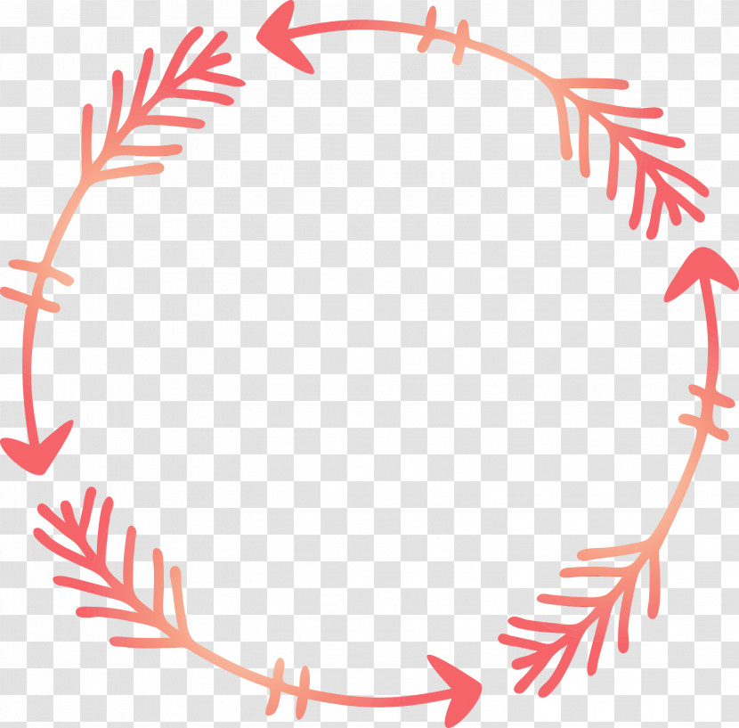Red Circle Line Wreath Transparent PNG