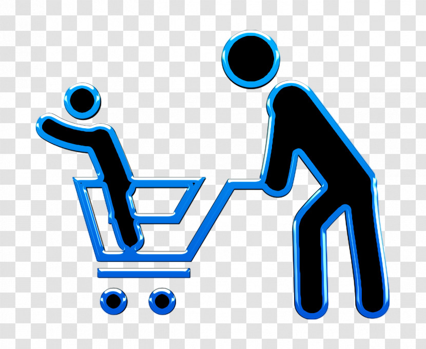 Man With His Son In A Shopping Cart Icon Buy Icon Humans 3 Icon Transparent PNG