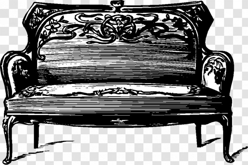 Table Couch Antique Furniture Living Room - Black And White Transparent PNG