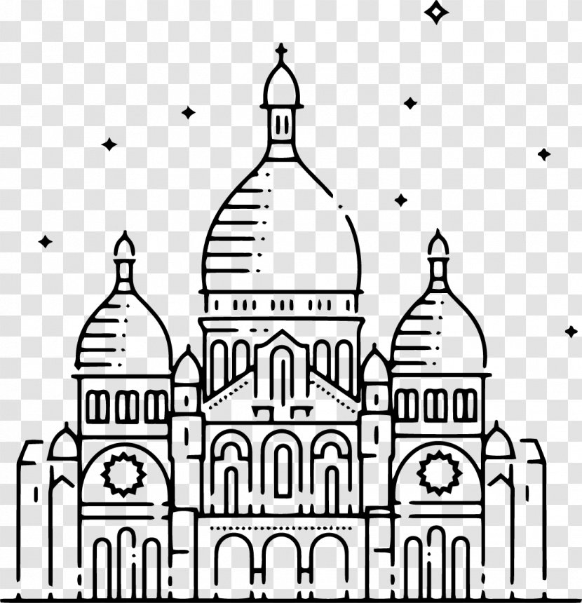 Sacré-Cœur, Paris Landmark Line Art - Symmetry - St Christopher Transparent PNG