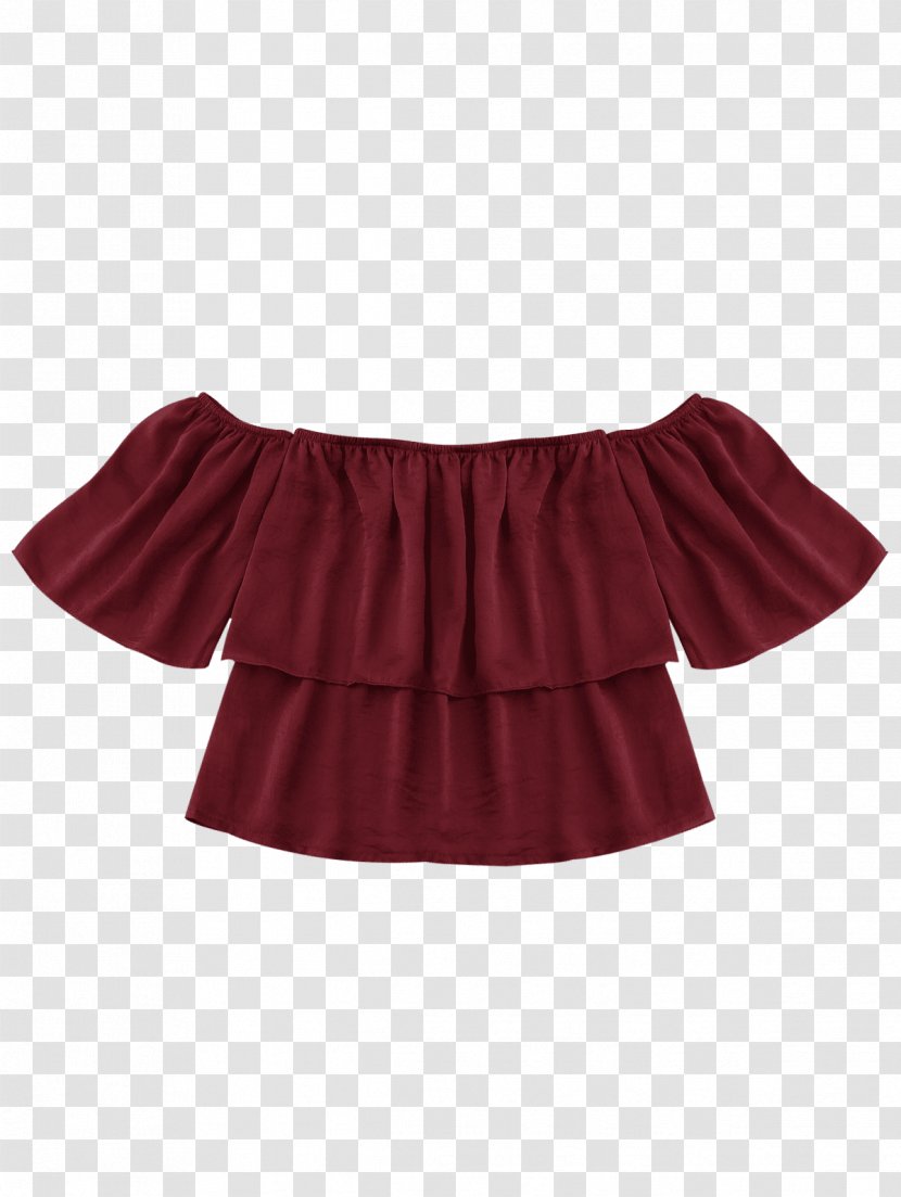 Shoulder Blouse Sleeve Ruffle Shirt - Clothing - Wine Red Dress Shoes For Women Transparent PNG