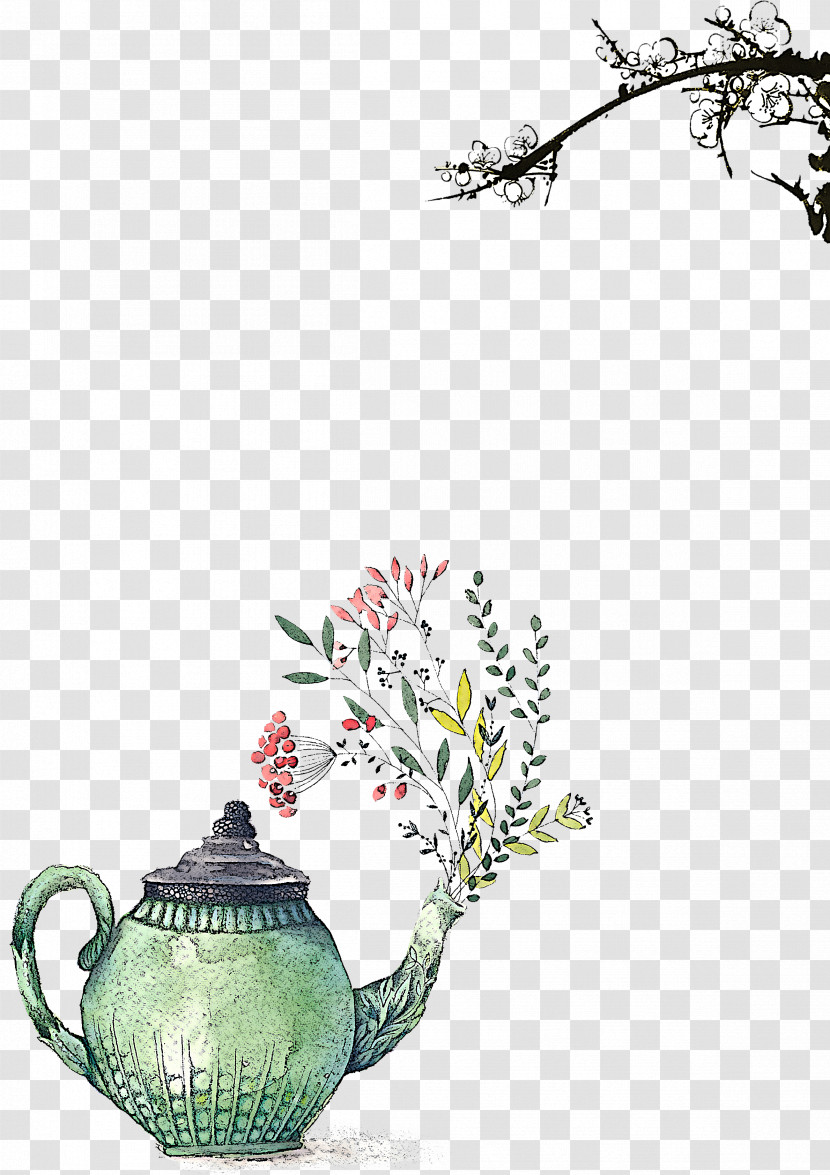 Teapot Serveware Plant Tableware Porcelain Transparent PNG