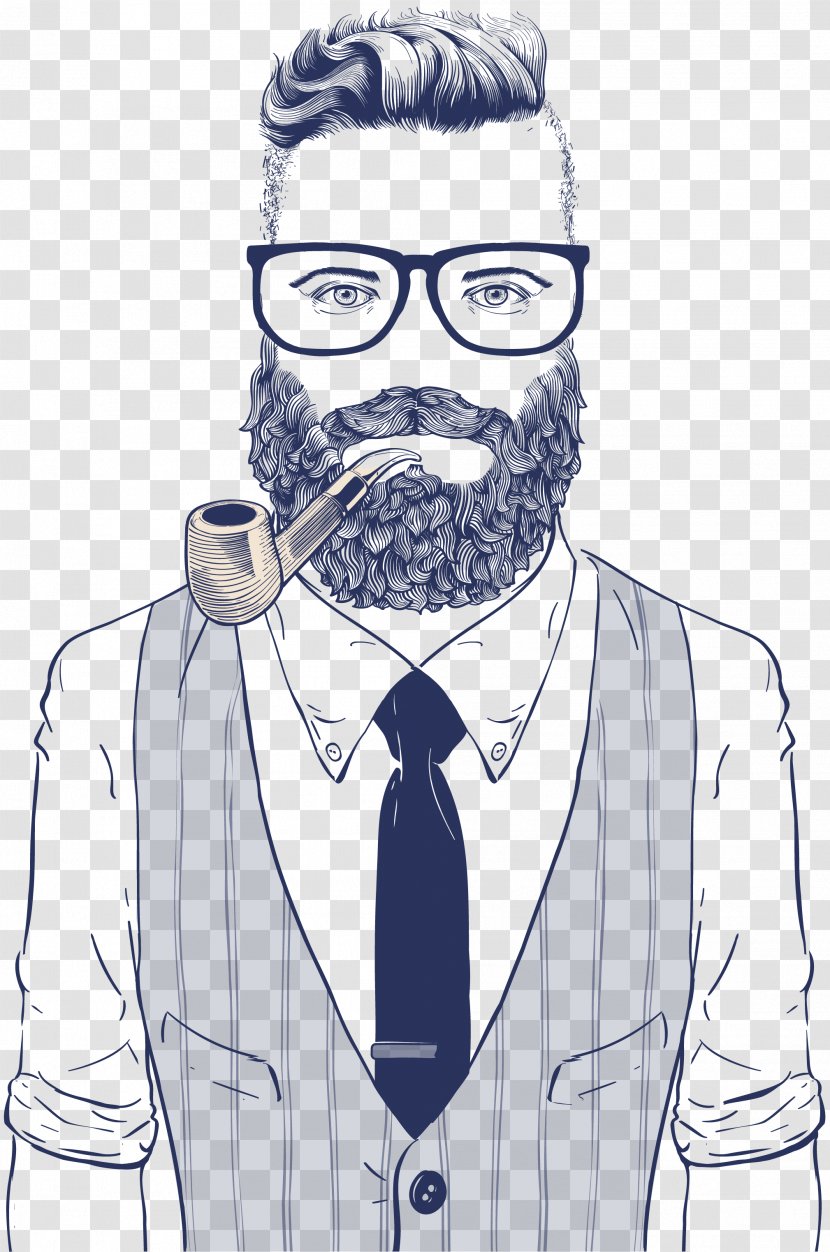 Hipster Drawing Retro Style Illustration - Stock Photography - Vector Man Wearing Sunglasses Transparent PNG
