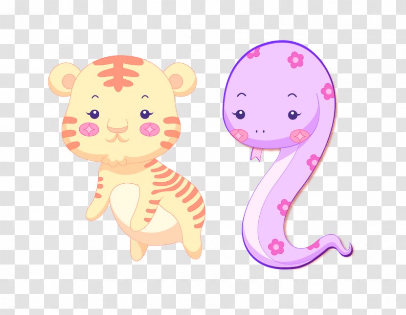 Chinese Zodiac Snake Tiger Wu Xing Fortune Telling - Heart - Cartoon Transparent PNG