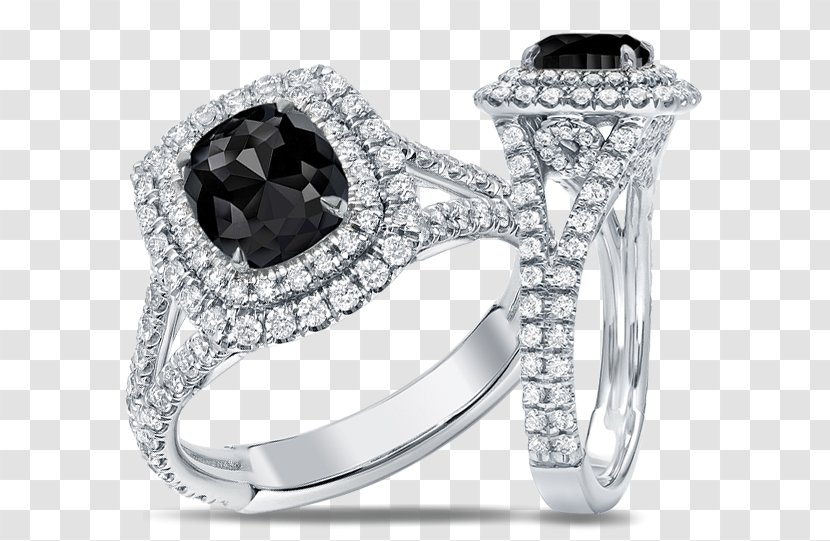 Wedding Ring Engagement Silver Gold - Black Transparent PNG