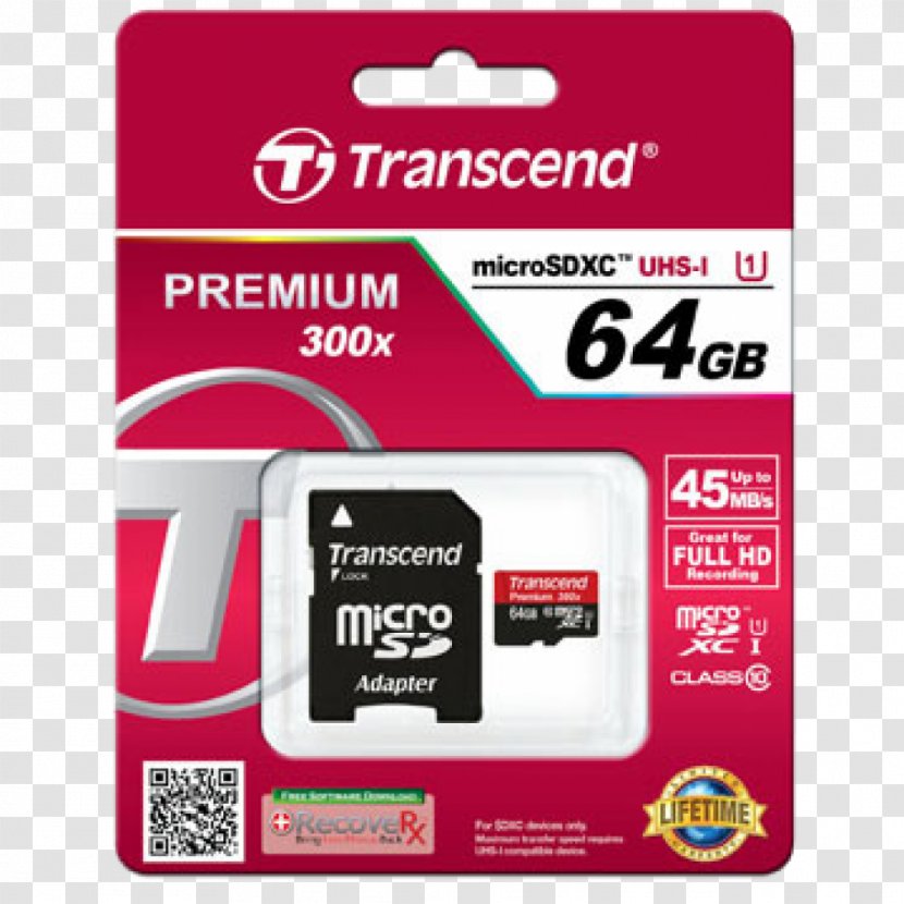 MicroSD Flash Memory Cards Transcend Information Secure Digital Computer Data Storage - Sdhc Transparent PNG