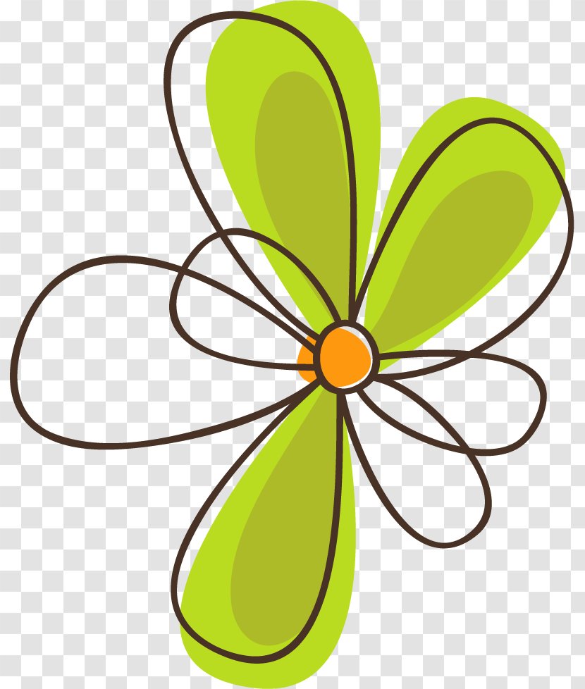 Petal Green Flower - Flora - Hand Painted Flowers Transparent PNG