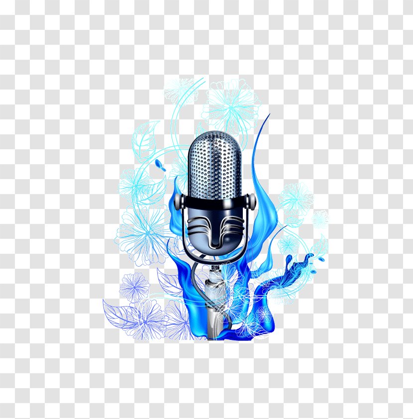 Microphone Poster - Frame - Gorgeous Blue Vector Material Transparent PNG
