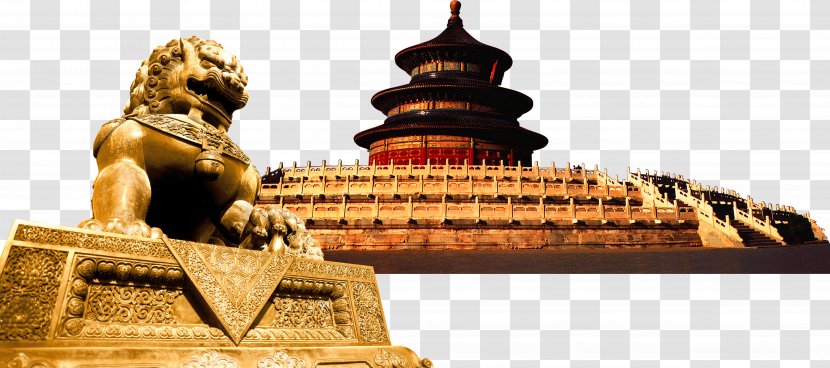 Forbidden City Lion - China - Classic Beijing Tiantan Stone Construction Transparent PNG