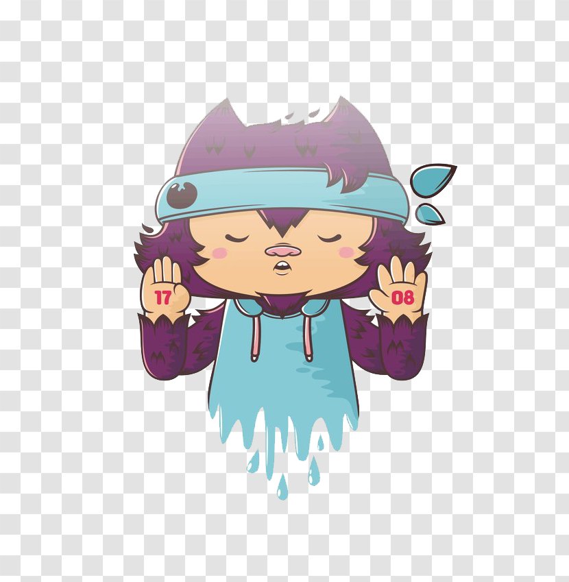 Cartoon Fox Illustration - Purple Character Transparent PNG